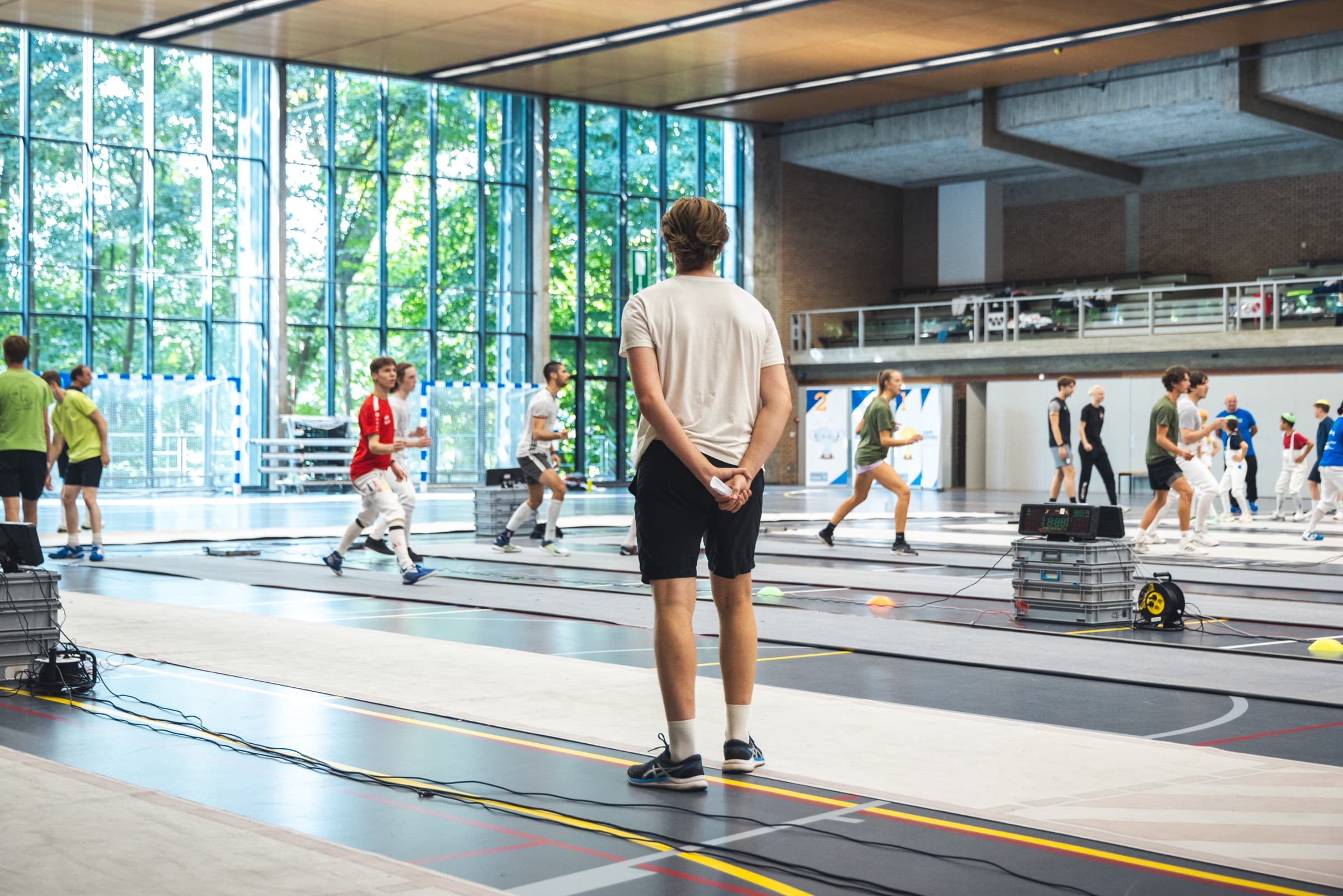 Schermers tijdens een training